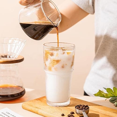 SoulTimes 20oz Ribbed & Floral Glass Tumbler Set of 2 – Reusable Glass Cups with Lid and Glass Straw, Iced Coffee Cups for Water, Smoothie, Milk, Cocktail & More – Perfect for Daily Use & Travel thumbnail 7