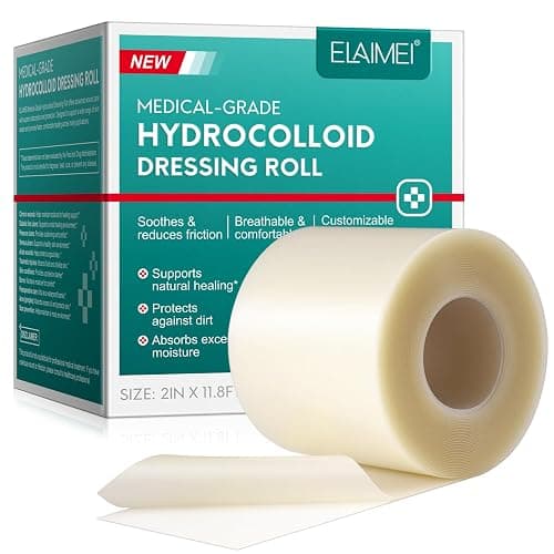 Hydrocolloid Roll for Wound Care, (2in*11.8ft) Hydrocolloid Bandages, Cut-to-Size, Medical Grade Hydrocolloid Roll with Self-Adhesive, Ultra Absorbent, Flexible & Waterproof, First Aid Kit Essential - Image 1