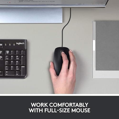 Logitech B100 Wired Mouse for Computer and Laptop, USB Corded Mouse, Right or Left Hand Use - Black thumbnail 2
