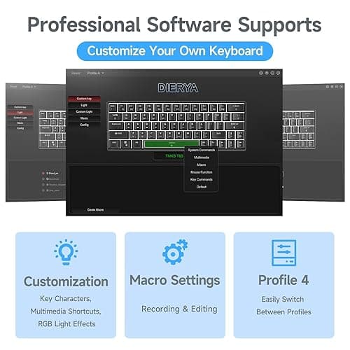 DIERYA DK63 60% Wireless Mechanical Gaming Keyboard | Bluetooth/2.4G/Wired | RGB Backlit | Anti-Ghosting Compact 63-Keys Mini Keyboard | with Red Switch | for Windows Laptop PC Gamer Typist-White thumbnail 8