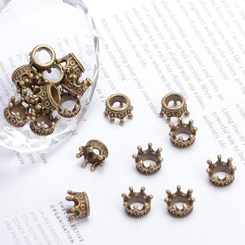 AD Beads 20 Pieces Solid Metal King & Queen Crown Big Hole Bracelet Connector Charm Beads thumbnail 3