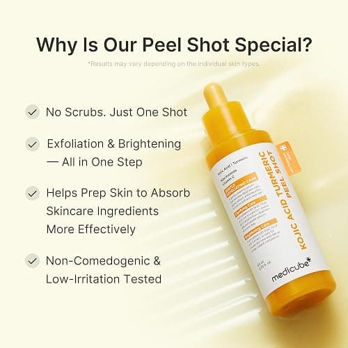 medicube Peel Shot with Kojic Acid Turmeric | Reset in One Step | Gentle Exfoliating Serum with BHA, LHA, PHA for Dead Skin Cells, Blackheads, Excess Sebum | For Dull, Rough, Troubled Skin | 2.7 fl.oz thumbnail 5