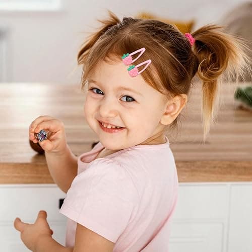 Ymapinc 4Pcs Strawberry Hair Clips for Women Girls – Pink Cute Hair Accessories, Kawaii Plastic Snap Barrettes for Teens, Kids, Party Gifts thumbnail 5