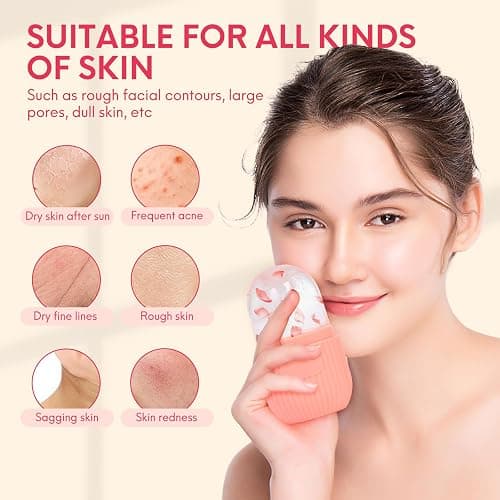 SunMine Ice Roller for Face and Eyes Ice Cube Roller Frozen Rollers Reusable Silicone Beauty Tool for Man and Woman Skin Care (Pink) thumbnail 2