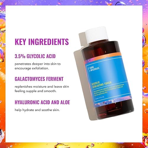 Good Molecules Glycolic Exfoliating Toner - Hyaluronic and Glycolic Acid Daily Toner for Face - Cleansing Facial Exfoliant for Glowing Even Skin Tone, Skin Care thumbnail 3