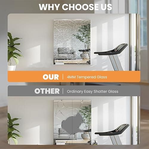 pertetey Home Gym Mirror, 56X16 Inch(Each)-2Pack Large Frameless Tempered Glass Full Body Wall Mounted for Yoga, Exercise, Dance Studio thumbnail 3