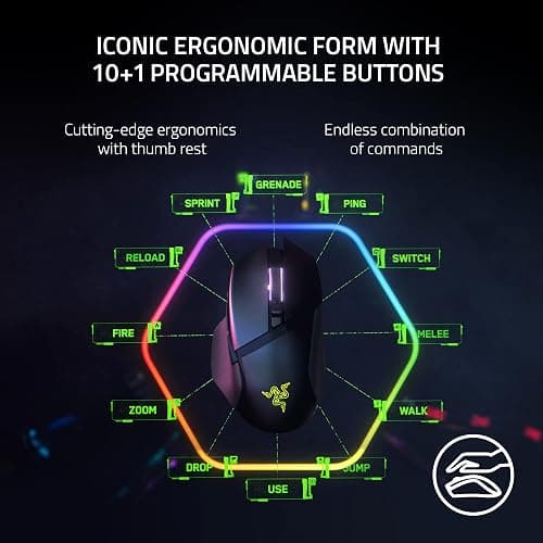 Razer Basilisk V3 Pro Customizable Wireless Gaming Mouse: Fast Optical Switches Gen-3 - HyperScroll Tilt Wheel - Chroma RGB - 11 Programmable Buttons - Focus Pro 30K Optical Sensor - White thumbnail 4