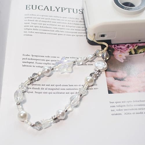 CMVFYL Beaded Camera Wrist Strap, Cute Phone Charms Strap, Pearl Bracelet Wrist Strap, Phone Keychain Decoration for Wallet thumbnail 5