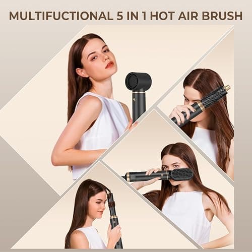 5 in 1 Blow Dryer Brush, Upgrade Hair Dryer Brush Air Curler Air Curling Wrap Styler, Detachable Hot Air Brush Negative Ion Curling Brush Iron, Hair Styling Tools for Drying Curling Straightening thumbnail 5