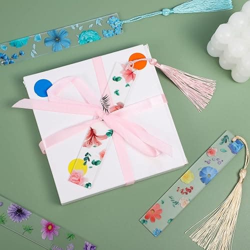 10Pcs Flower Resin Bookmark Transparent Floral Bookmarks for Women Cute Bookmarks Flower Page Marker with Tassels, Gifts for Book Lovers, Women, Kids thumbnail 6