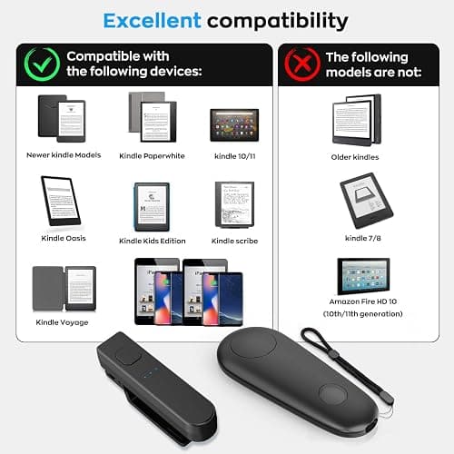 RF Remote Control Page Turner for Kindle Paperwhite Scribe Accessories, Page Turner Clicker for iPad Tablets Reading Novels Taking, Phone Camera Video Record Triggers Remote, Black Small clip thumbnail 6