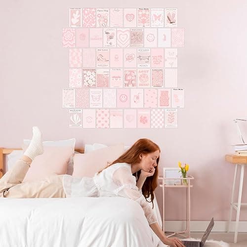 Pink Wall Collage Kit - Aesthetic Posters, Dorm Room Decor for Teen Girl (50pcs 4x6 inch) thumbnail 2