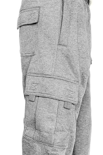 Men's Cargo Sweatpants Casual Fleece Joggers Loose Fit Open Bottom Athletic Pants for Men with Pockets thumbnail 4