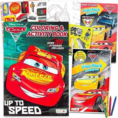 Disney Cars Coloring Book Bundle (Coloring Activity Set Featuring Lightning McQueen) (Blue) - Image 1