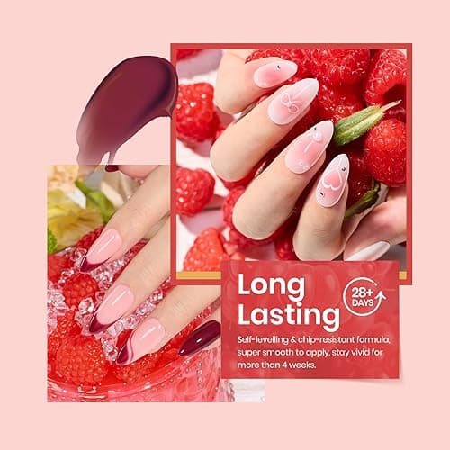 beetles Gel Polish Set - 6 Pcs Burgundy Red Purple Brown Nail Gel Polish Kit for Glamour, Wine Red Brown Lilac Sangria Gel Polish Soak Off UV LED Nail Lamp Fall Winter thumbnail 6