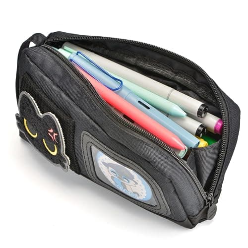 Pencil Case Large Capacity Adorable Cat Pencil Pouch Stationery Pen Bag for Teen Girls and Boys with Magic Sticker and Decoration Badges thumbnail 4