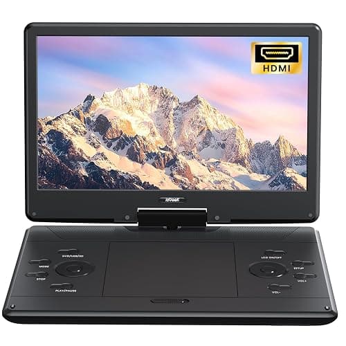 ieGeek 15.9" Portable DVD Player with 14.1" Swivel Screen, HDMI Input, 6-Hour Rechargeable Battery, Region Free, USB/SD Playback, Ideal Gift for Seniors, Kids and Travel, Black - Image 1