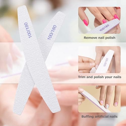 Profi Nagelfeile 20 Stück 100/180 Grit für Gelnägel und Naturnägel - Wiederverwendbare Doppelseitige für Nagelstudios, DIY Nail Art Zuhause thumbnail 7