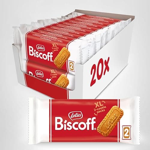 Lotus Biscoff Cookies, Caramelized Biscuit Cookie Snack, Dispenser Box (20 sleeves of 2 extra large cookies) Vegan, 0.9 Ounce (Pack of 20) thumbnail 8