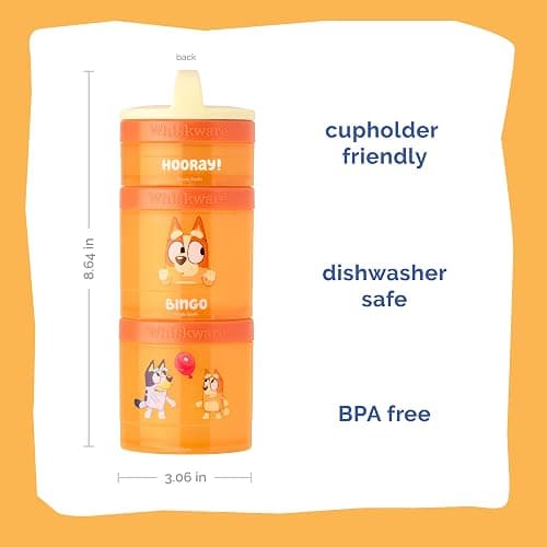 Whiskware Bluey Stackable Snack Containers for Kids and Toddlers, 3 Stackable Snack Cups for School and Travel, Bluey and Bingo, Hooray(Pack of 1) thumbnail 2