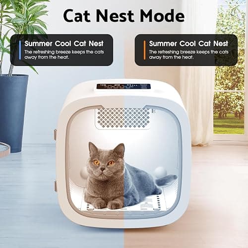 Cobuy 52L Automatic Pet Dryer Box, Pet Grooming Dryer, Cat Hair Drying Box, Light, 5 Modes, Adjustable Speed and Temperature, Timer, Low Noise (52L White) thumbnail 6