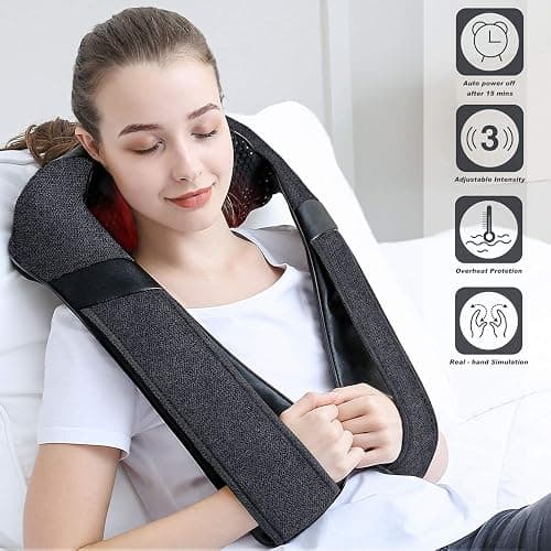 Mirakel Gifts for Women Men, Neck Massager for Pain Relief Deep Tissue, Electric Shiatsu Shoulder & Back Massager with Heat, Christmas Mom Dad Gifts for Wife Husband Her Him Fathers Day (NOT Cordless) thumbnail 2