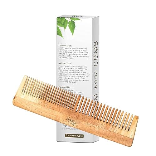 Vedic Naturals 100% Pure & Natural Neem Wood Comb | Promotes Hair Growth, Reduces Hair Fall & Control Dandruff | Wide & Thin Teeth thumbnail 2
