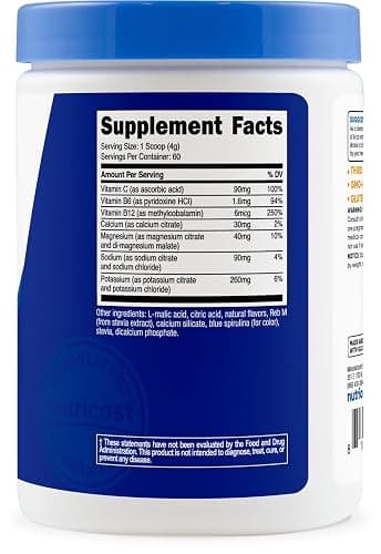 Nutricost Electrolyte Complex Powder (60 Servings, Blue Raspberry) - Hydration Supplement Drink Mix with Vitamins and Minerals thumbnail 4