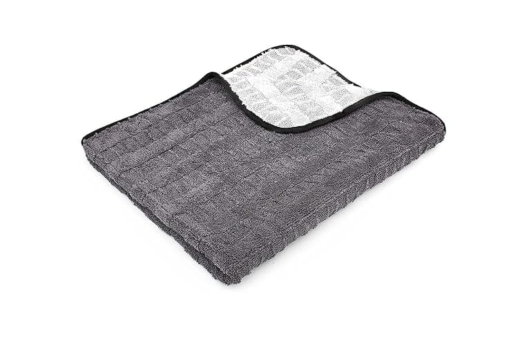 The Rag Company Gauntlet Car Drying Towel - 70/30 Korean Microfiber, Dries Faster Without Scratching, 900gsm, 30x36 inches, Ice Grey/Grey, Pack of 1 - Image 1