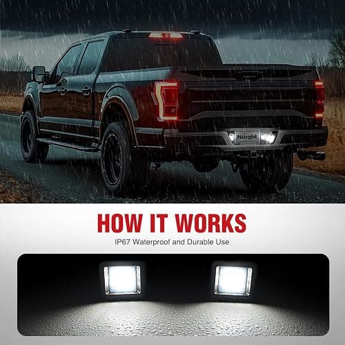 Nilight License Plate Lights Compatible with 2015 2016 2017 2018 2019 2020 Ford F150 Raptor Smoke Lens Black Housing 6000K White 2PCS Pack thumbnail 5
