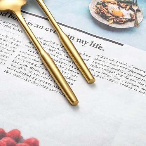 Matte Gold Silverware Set for 4,Zerophilo 20 Piece Forks and Spoons 18/10 Stainless Steel Titanium Plated Cutlery Set Metal Flatware Set, Dishwasher Safe (gold 20 pieces) - gold 20 pieces thumbnail 9
