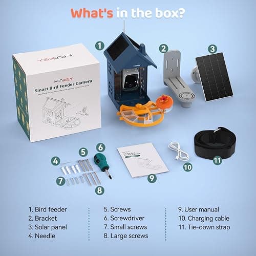 Smart Bird Feeder with Camera Outdoor Birdhouse:AI Identifies 11000+ Species, Features 3K HD Quality and Arrived Alerts Function,Powered by 3 Solar Panels,Gifts for Mom Dad Bird Lovers thumbnail 9