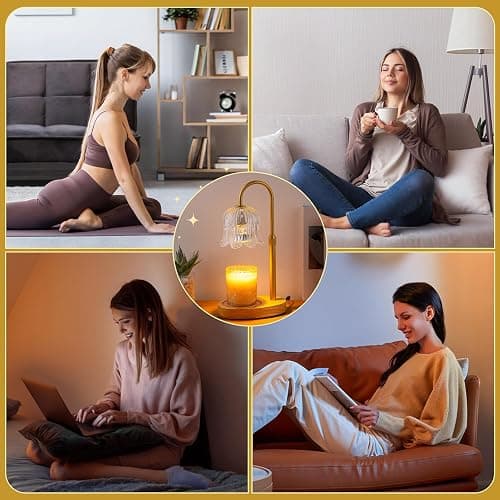 Candle Warmer Lamp Electric Timer - Candles Height Control Dimmable Warmers Scented Lamps No Flame Heat Warm Melt Wax Jar Modern Home Decor Table Lights for Home Living Bedroom thumbnail 7
