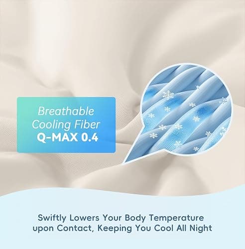 MASVIS Cooling Blankets for Hot Sleepers, Luxury Lightweight Cozy Soft Throw for Night Sweats Double Sided Breathable Blanket for Bed Couch Sofa, Q-Max 0.4 Cold Tech Ice Blanket, Twin (68"x90"), Beige thumbnail 5