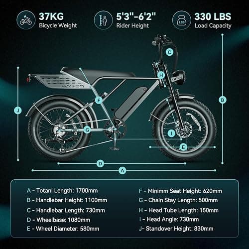 Jasion RetroVolt&Pro Electric Bike for Adults, 2000W/3000W Peak - 30/38MPH Electric Dirt Bike, 48V-52V, 13AH/20AH Battery, 70/90Miles Max Range Electric Motorcycle, 20'' X 4'' Fat Tire All-Terrain thumbnail 9