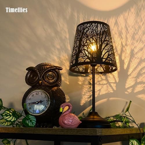 3 Level Dimmable Touch Table Lamp, Black Metal Tree Pattern Shadow Lamp, Small Bedside Night Light for Kids, Vintage Accent Decor Lamp Halloween Indoor Mood Lighting Bedroom Living Room Small Spaces thumbnail 3