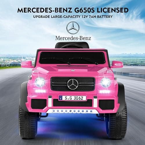 JOYLDIAS Ride On Cars, Licensed Mercedes-Benz Maybach G650S, 12V7AH Battery Powered Toy Electric Car for Kids W/LED Underglow Lights,Remote Control, 2 Motors, 3 Speeds, Music, Bluetooth,Horn,Pink thumbnail 3
