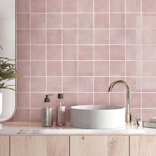 COMSTICKC Upgraded Thicker Pink Peel and Stick Backsplash Tiles for Kitchen, 10 Pcs of 12''x12'',3D Peel and Stick Tiles for Wall Removable Vinyl Backsplash Kitchen Bathroom Waterproof thumbnail 2