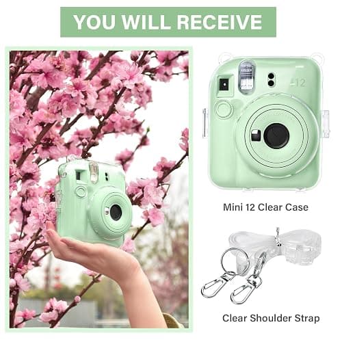 Rieibi Clear Case Compatible with Fuji Instax Mini 12, Hard Carrying Case Bag for Fujifilm Instax Mini 12 Instant Camera, PC Cover with Photo Storage Pocket & Clear Strap thumbnail 4