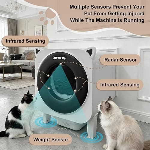 Self Cleaning Litter-Box for Multiple Cats with 76L Large Capacity,Automatic Litter Box with App Control and Safety Sensors Protection (Black) thumbnail 6
