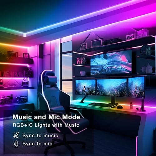 DAYBETTER BGRIC LED Lights for Bedroom, 16.4FT RGB LED Lights with Bluetooth APP & Remote Control 24V 5050 Color Changing LED Strip Lights Music Sync for Room Home Party Wall Indoor Decor thumbnail 4