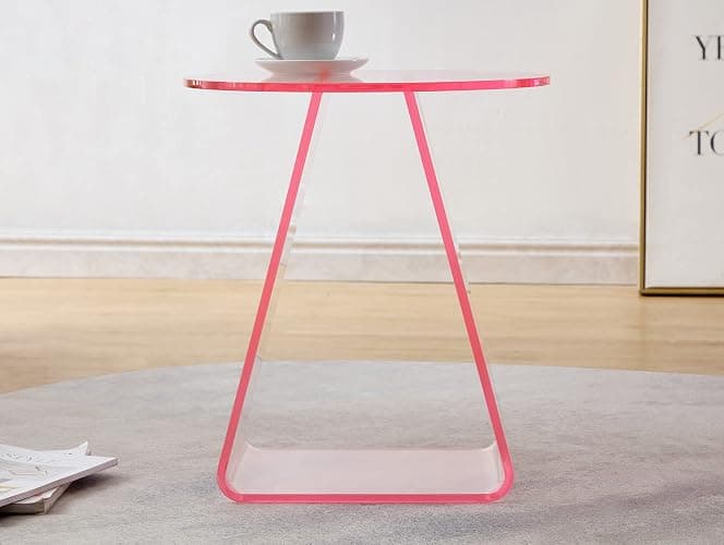 MEETLAKE Acrylic End Table,Pink Side.Nightstand Coffee Table Coffee Table Living Room Bedroom18 inch High, 16x16 inch Table Top. … thumbnail 5