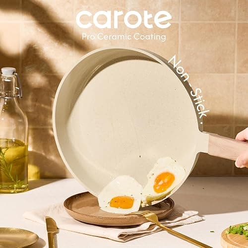 CAROTE 14Pcs Pots and Pans Set Non stick, Ceramic Cookware Set, Non-toxic Kitchen Cooking Set, PFAS and PFOA Free thumbnail 3
