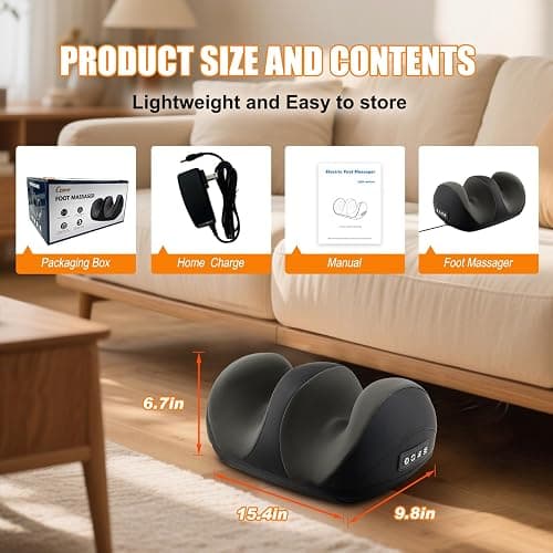 CCHYF Foot Massager with Heat, Shiatsu Kneading Foot and Calf Electric Massager Machine with Roller, Massage Feet/Arm/Calf/Ankle for Relax, Plantar Fasciitis, Pain Relief, Gifts for Women & Men, Black thumbnail 2