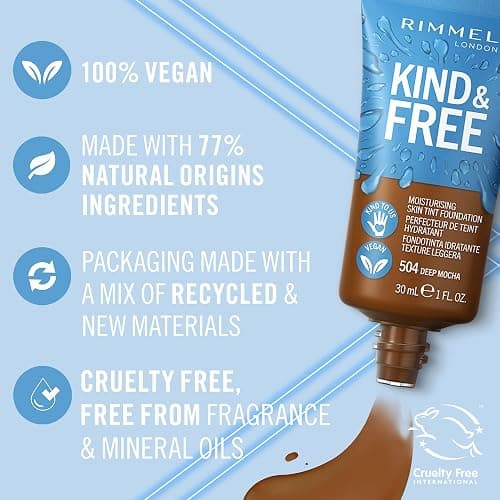 Rimmel Kind + Free Moisturising Skin Tint Foundation, Deep Mocha 504 thumbnail 3