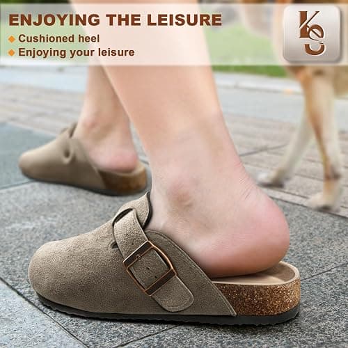 KEMISANT Women Clogs Mules Sandals Slippers Fleece Lined Upper Unisex,Memory Foam Cushioned Cork-Footbed thumbnail 5