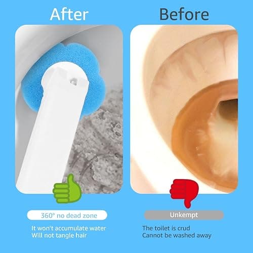 Brosse de Toilette Jetable Système avec Support Mural à Ouverture Automatique - Manche Allongé Têtes de Nettoyage à 360° Recharges d'Éponges Pré-Savonnées (avec 66 Têtes de Brosse) thumbnail 4