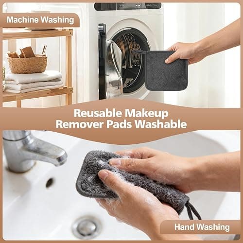 INFICRIME Makeup Remover Cloth, 6 x 6 Inch Ultra Soft and Reusable Microfiber Makeup Remover Towels for All Skin Types, Remove Instantly Dirt with Just Water, 12 Pack, Grey thumbnail 6