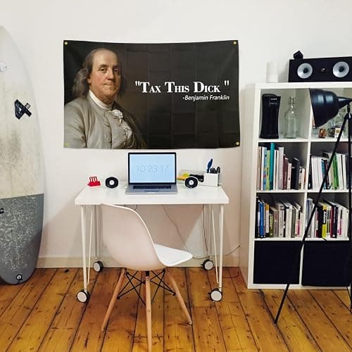 Benjamin Franklin Tax This Dick Flag Funny Flags for Room 3x5 Feet College Dorm Room Decor Man Cave Frat Wall Indoor Outdoor Flag thumbnail 2