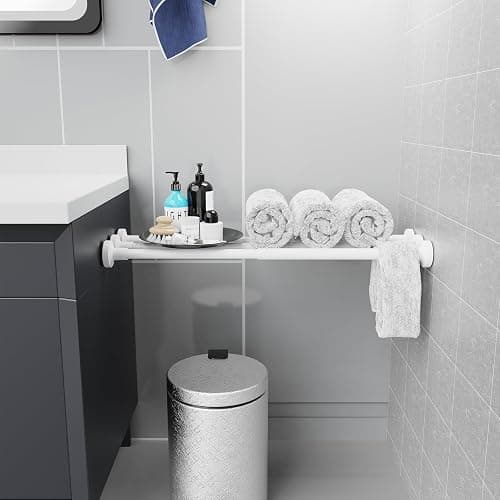 WELDUN Extendable Shower Curtain Rod, Curtain Tension Pole 48-118CM, No Drill Telescopic Curtain Pole, Adjustable Strong Shower Rail for Bathroom Bedroom Window Closet, White thumbnail 2